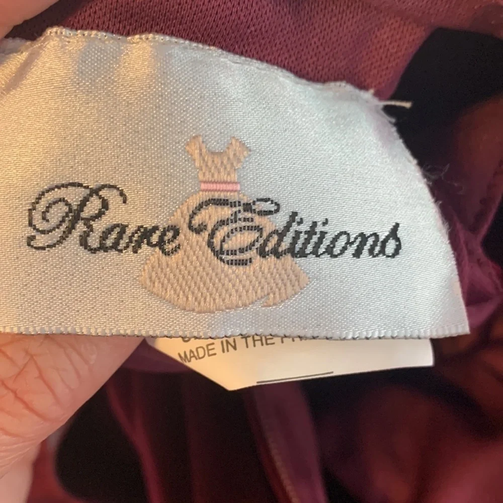 Rare editions size 24 months burgundy velvet dress rhinestone bow cap sleeve